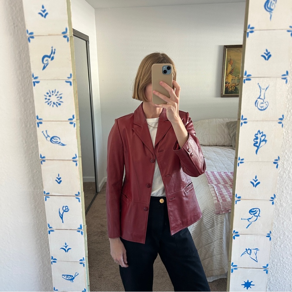 Vintage Red Leather Jacket - Picture 3 of 9